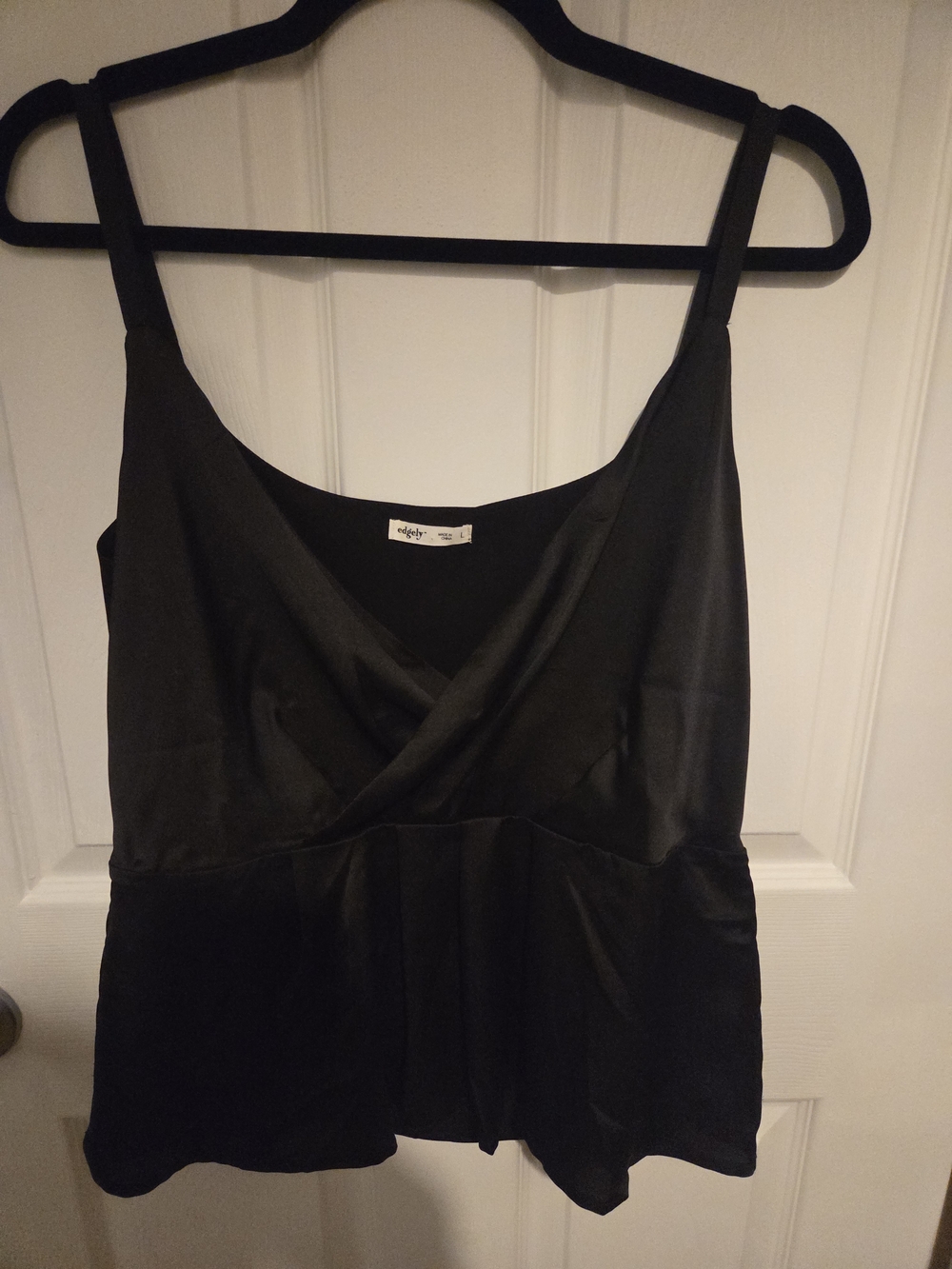 Black Satin Camisole Tank Top